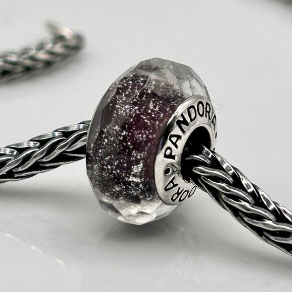 PANDORA Fascinating Dark Sugar Plum Facet Glass Charm ALE 925S Authentic - Picture 5 of 6